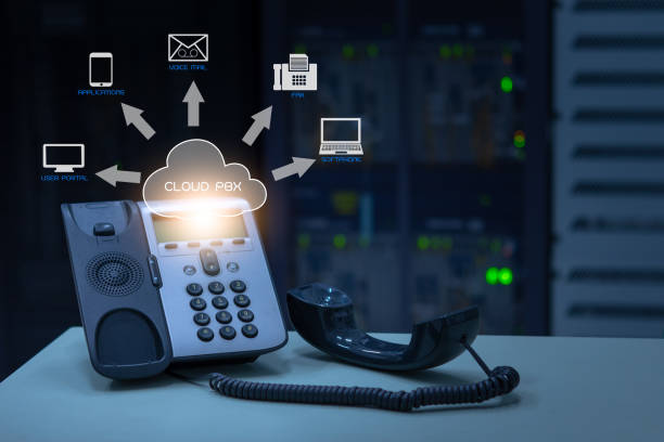 ip-telephony-cloud-pbx-concept-telephone-device-with-illustration-icon-of-voip-services